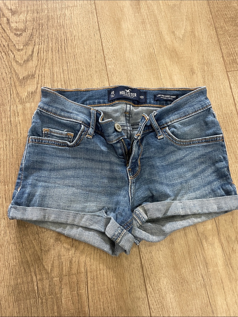 Hollister Women's Light Blue Denim Roll-Cuff Shorts